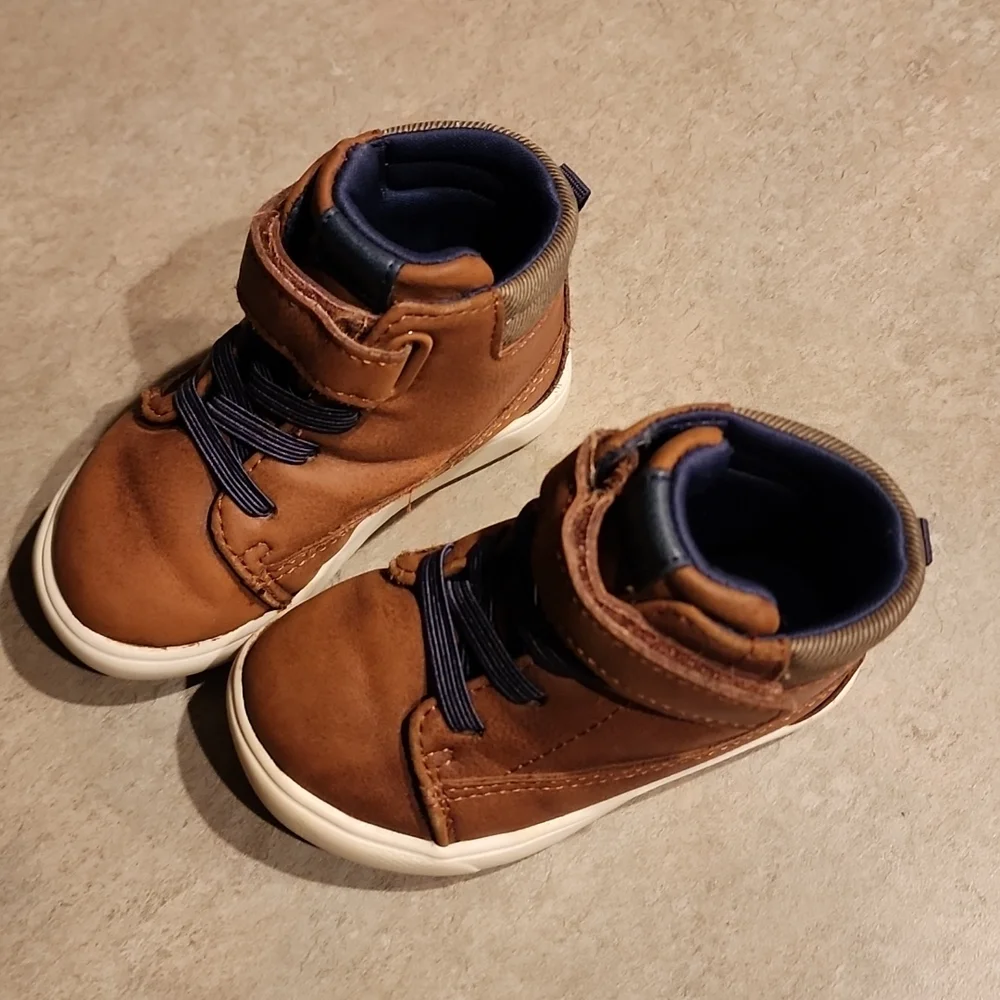WONDER NATION Kids Brown Hi-Top Boots Size 5